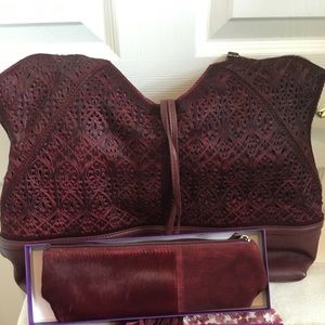 Sharif Laser cut hair calf/leather tote/pouch